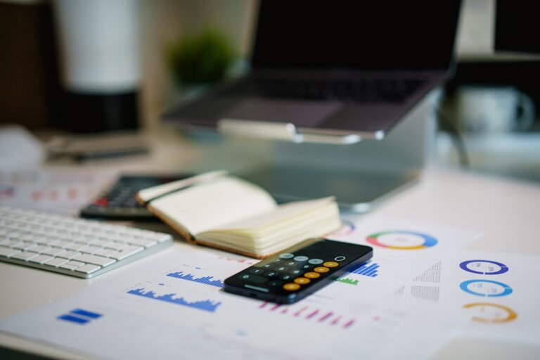financial report with figures on a desk d074io