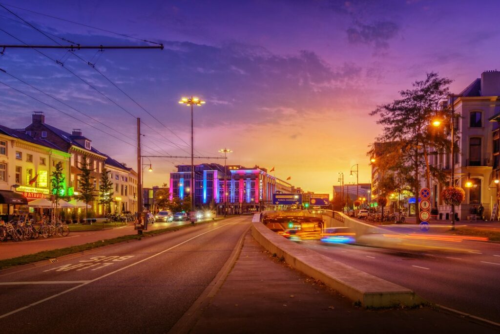 IT support Arnhem: the city centre of Arnhem at dusk